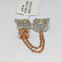 Ensemble de pendentifs et boucles d'oreilles élégants et magnifiques en or rose et blanc 14 carats, certifiés IGI, avec diamants taille brillant et pierres colorées