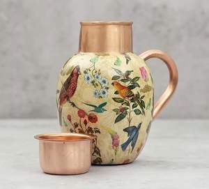 Carafe en cuivre imprimé à la main pour un usage domestique, carafe en cuivre imprimé décorative pour la cuisine, carafe à eau en cuivre imprimé vintage - Product Image 6