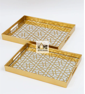 ถาดเสิร์ฟแก้วและโลหะทำด้วยมือวัสดุทองเหลืองหรูหราถาดโลหะและแก้วช็อคโกแลต - Product Image 5