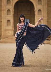 Venta al por mayor de lino y seda, colección de Sari de lujo, Catálogo completo para ropa de fiesta, ropa india y paquistaní a precios con descuento - Product Image 4