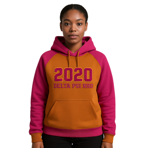 Delta Psi Rho Sorority Raglan Sleeve Pullover Hoodie Gold 80 Cotton 20 Poly Founding Year 2020 Greek Life Casual Wear Hoody - Product Image 1