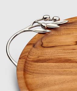 Plateaux et assiettes ronds en bois d'acacia, style campagnard, écologiques - Product Image 4