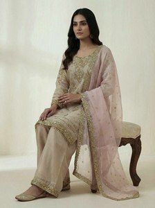 Ensemble salwar kameez prêt-à-porter, style islamique, bordure en dentelle, travail miroir et sequins, longueur genou, haute qualité, prix de gros - Product Image 3