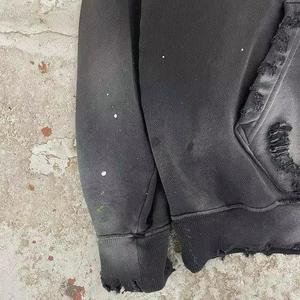 Haute qualité 100% coton lavé à l'acide Vintage sweat à capuche série High Street-Style décontracté hiver vieux pull pierre lavé Look - Product Image 3