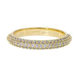 14K Gold Rhodium Plated Diamond Pave Triple Row Wedding <b>Band</b> <b>Ring</b> for Women Classic & Elegant Bridal Jewelry - Product Image 2