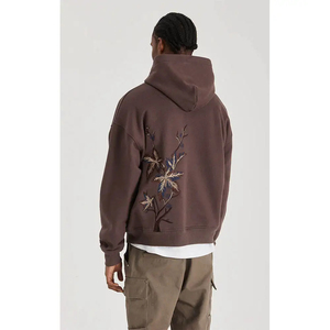OEM New Fashion Heavyweight Cotton Embroidered <b>Patch</b> Sweat Suit Distressed Embroidery hoodies for Men - Product Image 4