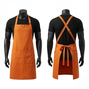 Tablier de Chef Professionnel en Toile de Coton Premium 300 GSM Blackhardson Orange avec Bretelles Croisées et Poche Avant, Logo Personnalisé pour Cuisine - Product Image 1