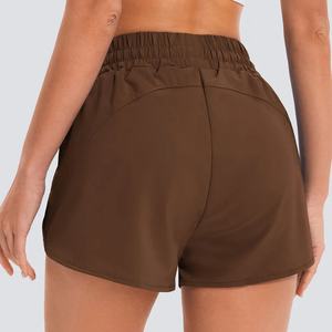 กางเกงขาสั้นเอวสูงระบายอากาศได้ดีสำหรับผู้หญิงกางเกงออกกำลังกายเล่นโยคะฟิตเนสรัดรูปติดโลโก้ได้ตามต้องการ - Product Image 5