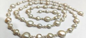 Chaîne de connecteur de lunette d'alternet simple en forme de pièce de monnaie en perle naturelle vendue par pied - Product Image 4