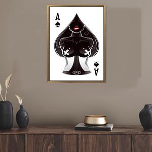 Arte moderno en lienzo con estampado de As de Corazón para una decoración elegante del hogar, con marco dorado - Product Image 1