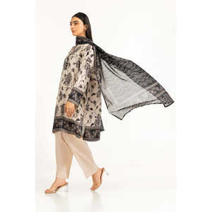 Traje Casual de 3 Piezas para Mujer, Color Beige, Estampado, Algodón y Elastano, Dos Piezas, Top Largo y Pantalones Cortos, Talla XL, para Primavera/Verano/Invierno - Product Image 2