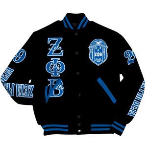 Zeta Phi Beta 1920 ZPB vie grecque bleu blanc Varsity Letterman veste sororité Chenille Patch fondateurs Style porter - Product Image 4