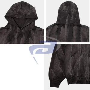 Sweat à capuche unisexe vintage délavé, pull en polaire oversize, streetwear, hiver, Y2K, design de logo personnalisé - Product Image 3