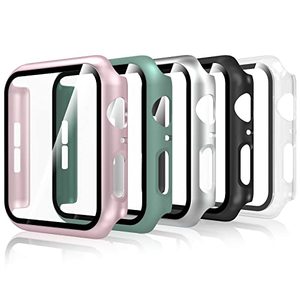 Bigqin - Funda protectora de 5 piezas para reloj serie 6/5/4 <span class=keywords><strong>SE</strong></span>, 40 mm, protector de pantalla duro, resistente a arañazos, negro/rosa - Product Image 1