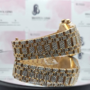 Moissanite diamant entièrement glacé mouvement automatique Hip Hop deux tons de luxe fait à la main montre pour hommes - Product Image 3