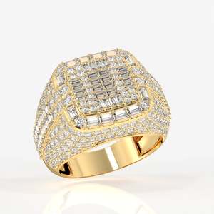 Grand Emperor Men's 18K Yellow <b>Gold</b> Moissanite Diamond <b>Ring</b> - Product Image 6