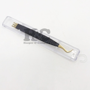 Pince à épiler en forme de crochet nouveautés pince à épiler à pointe en fibre durable de bonne qualité couronne pince à épiler noire logo vison - Product Image 4