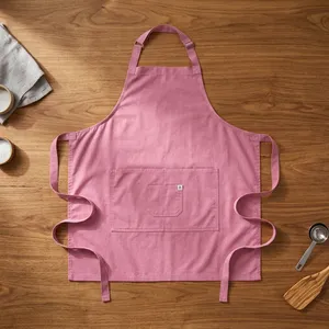 Delantal Morado con Bolsillo Frontal, 100% Lona de Algodón, Ecológico, Lavable a Máquina, para Cocinar, Uso Diario, Estilo Simple - Product Image 4