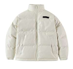 Logotipo personalizado de los hombres de cuero negro Puffer brillante moda abrigos acolchados burbuja Puffer chaqueta al aire libre Casual cálido Puffer chaqueta - Product Image 1