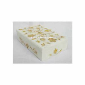 Nueva pieza antigua obra de arte gloriosa Incrustaciones de nácar dorado hecho a mano caja de joyería de mármol blanco de hermoso regalo de boda - Product Image 1