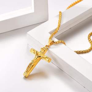 Crucifix gold Urn <b>Necklace</b> for Ashes Stainless Steel Jewelry Memorial Keepsake Urn <b>Lockets</b> Pendant for Men Women Custom Size - Product Image 5