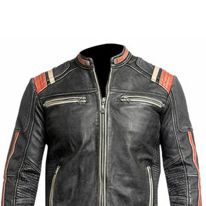 Chaqueta de Cuero Genuino para Hombre, Más Vendida, para Invierno, con Cuello Alto y Cremallera, Logotipo Frontal en Tela de Lona, Transpirable y Resistente al Viento - Product Image 4