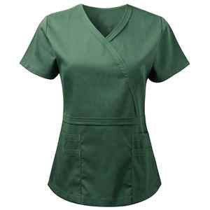 Conjuntos de traje médico ecológico de 2 piezas, uniformes de hospital transpirables para enfermeras hechos de Spandex - Product Image 6