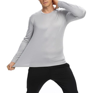 Camiseta de Manga Larga para Hombre, de Secado Rápido, Corte Ajustado, Cuello Redondo, Color Sólido, Informal, 100% Poliéster, Tejido de Punto - Product Image 3
