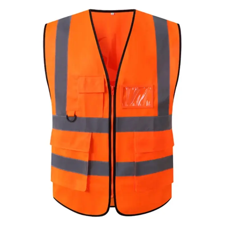 Hi Vis Roadway Working Reflective Safety Vests 100% Polyester Custom Logo Printing Security Vests With Multi Pockets From BD