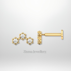 Boucles d'oreilles en diamant de luxe 14K 18K bijoux de piercing en or massif VVS DEF diamants de laboratoire réels certifiés IGI GIA en gros - Product Image 2