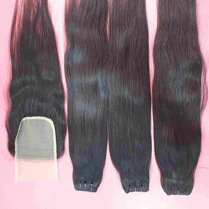 Extensions de cheveux naturels lisses à double trame 3,5 oz (100g) avec fermeture, sans perte de cheveux - Product Image 3