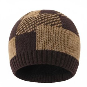 Hot Selling Custom Logo Dark Brown Camel Men's <b>Beanies</b> For Winter <b>Streetwear</b> <b>Beanie</b> Cap Mens Comfortable Knitted Style jacquard - Product Image 1