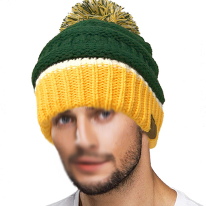 Gorro de Punto con Pompón en Colores del Equipo |   Gorro de Invierno Grueso y Elástico |   Gorros Acrílicos Cálidos, Transpirables e Impermeables con Puños y Lazos |   Negocio de Playa - Product Image 5