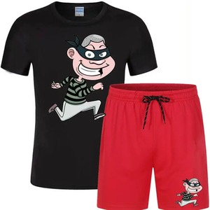Ensemble 2 pièces de sport réversible et décontracté pour hommes sérigraphie personnalisée Survêtement d'été solide à manches courtes T-shirt d'été respirant - Product Image 2