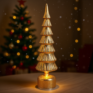 Adorno Navideño Dorado para Árbol de Navidad 83046, Bola LED de 9x40cm para Decoraciones Navideñas Doradas Mercury - Product Image 3