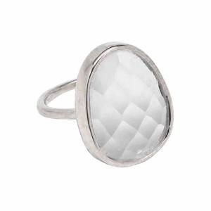 18x14mm Natural <b>Crystal</b> Quartz Oval Bezel Set <b>Ring</b> 925 Sterling Silver with Gold Vermeil Natural Healing <b>Crystal</b> <b>Rings</b> - Product Image 3