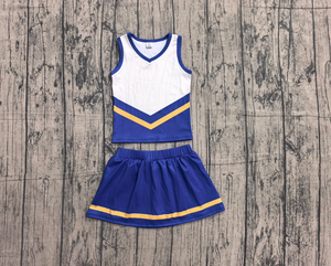 Baby Girls Hot Blue <b>Gold</b> Stripe Vest Skirt Shorts Team Yoga Active <b>Clothes</b> Sets - Product Image 3