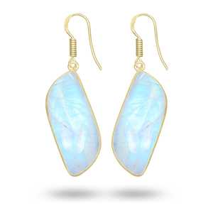 Bijoux pour femmes tendance, boucles d'oreilles pendantes en pierre de lune synthétique arc-en-ciel, bijoux en laiton plaqué or 18 carats, vente en gros 2026 - Product Image 3