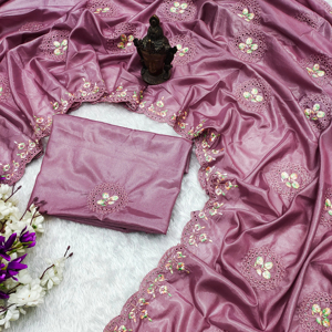 Saree DE TRABAJO bordado de seda suave pura de último diseñador por Fab Zone - Product Image 1