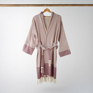 ชุดคลุมอาบน้ำคอตตอนใส่ได้ทั้งชายและหญิง, ชุดคลุมอาบน้ำทำจากผ้าลินินน้ำหนักเบาผ้าทอแห้งเร็วระบายอากาศได้ดีสีพื้นทำจากตุรกีไซส์ XL - Product Image 3