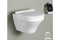 Toilette flottante murale en céramique moderne de style européen Chasse par gravité monobloc avec P-Trap Réservoir de toilette commercial sans monture
