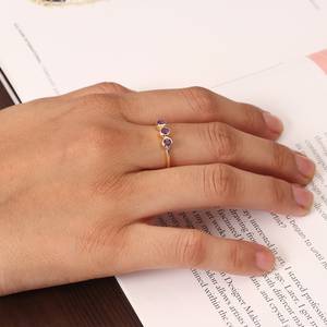 แหวนพลอยอเมทิสต์ชุบเงินแท้925ฐานฐานทองขนาด5มม. เครื่องประดับแฟชั่นทำด้วยมือชั้นดีสำหรับผู้หญิง - Product Image 4