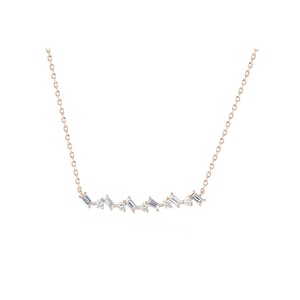 Collar de diamantes de la India | Baguette de Plata de Ley 925 y barra de diamantes redonda elegante minimalista | Regalo De San Valentín para ella 2025 - Product Image 3