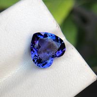Pierre précieuse Tanzanite naturelle taille cœur, bleu vif, certifiée Super Blanc D VVS, 200g, avec jeu de couleurs, pierre de collection rare de luxe