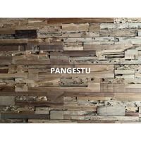 Panneau mural en teck recyclé 3D moderne, artisanal, massif, insonorisant, à motif géométrique, décoratif pour appartement et hôtel