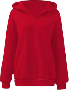 Sweats Preppy col en V pour femmes Sweats à capuche mode hiver avec manches longues tenues à col rond de Boomletcorp - Product Image 2