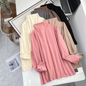 เสื้อสตรีสีพื้นขนาดพลัสไซส์ผ้ากำมะหยี่ให้ความอบอุ่นเสื้อยืดลำลองสำหรับฤดูใบไม้ร่วงและฤดูหนาว100กก. - Product Image 4