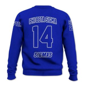 Phi Beta Sigma Sigma Beta 1914 Pull en tricot Acrylique Chenille Lettres grecques Fraternité Bleu Blanc Pull Vêtements - Product Image 4