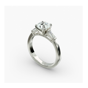 Anillo de Compromiso de Plata Vintage con Tres Piedras y Diamantes Naturales Kokan Planet para Mujer, Talla y Forma de Piedra Personalizables - Product Image 2