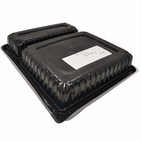 Barquette alimentaire en plastique pour micro-ondes à 2 compartiments, 200x240x55, pour sushi, sandwich, préparation de repas, à emporter, conteneur de charcuterie avec couvercle